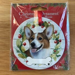 E&S Pets Welsh Corgi Dog Ceramic Christmas Ornament NWT